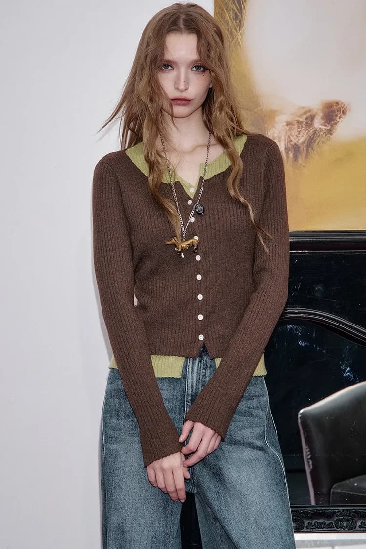 Pull bicolore effet deux pièces ELFSACK à col rond