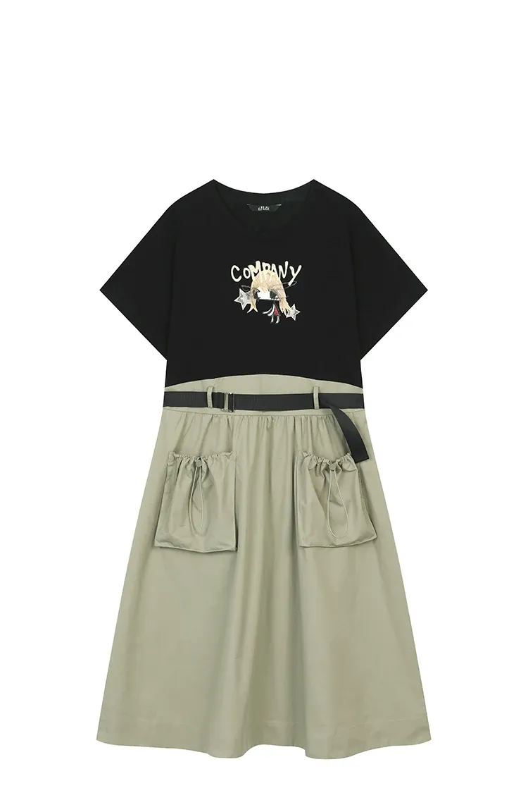 Robe t-shirt graphique ELFSACK à poches, esprit Y2K