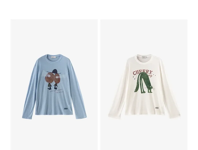 T-shirt cardigan femme en lyocell et laine, motif cartoon