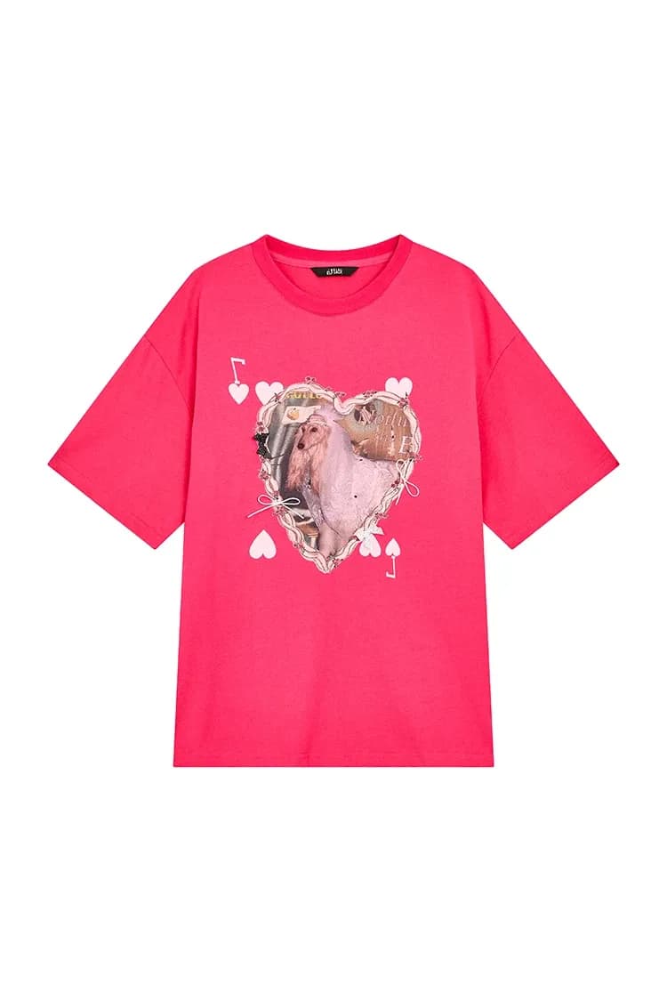 T-shirt ample ELFSACK à cœur imprimé et manches courtes