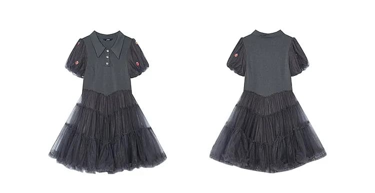 Robe chemise patchwork ELFSACK à manches bouffantes