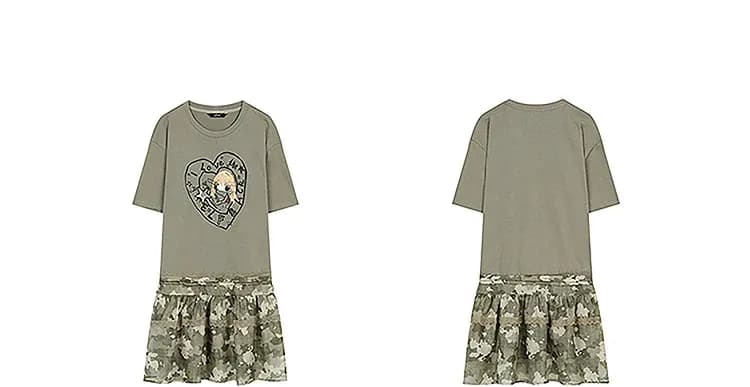 Robe t-shirt ample ELFSACK imprimé camouflage en maille