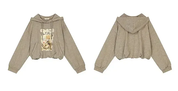 Sweat à capuche ample ELFSACK à imprimé cartoon et cordon