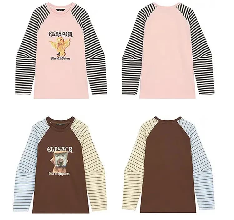 T-shirt rayé ample ELFSACK en coton à col rond