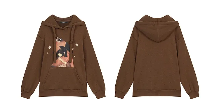 Sweat à capuche en velours imprimé cartoon ELFSACK