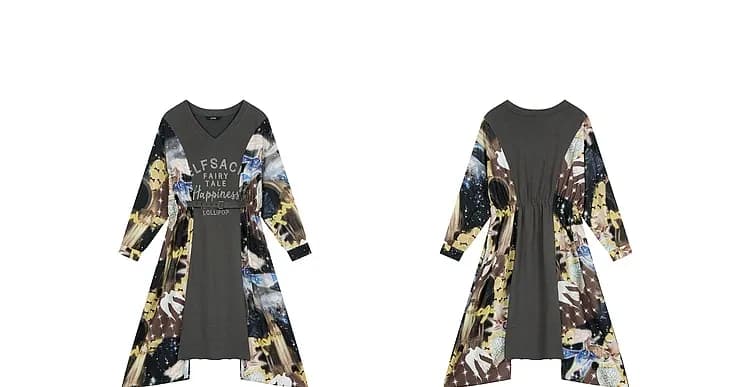 Robe pull ELFSACK à imprimé lettres grises pour l’automne