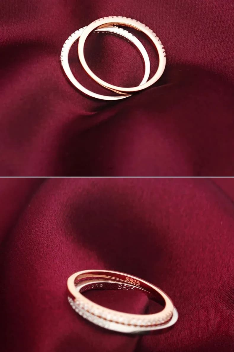 Bague fine en argent 925 à zircon pavé pour femme