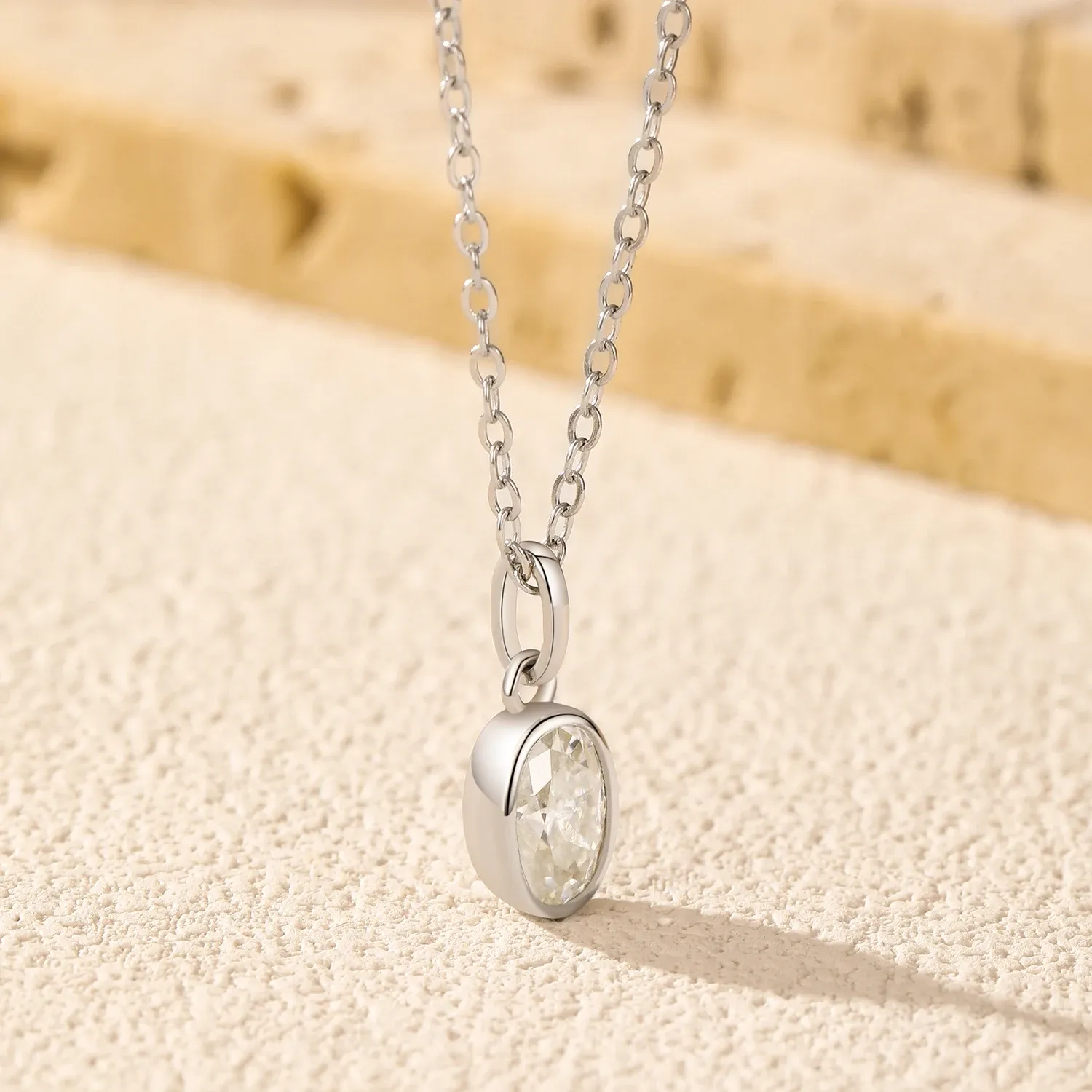 Collier moissanite ovale D en argent 925 MODIAN