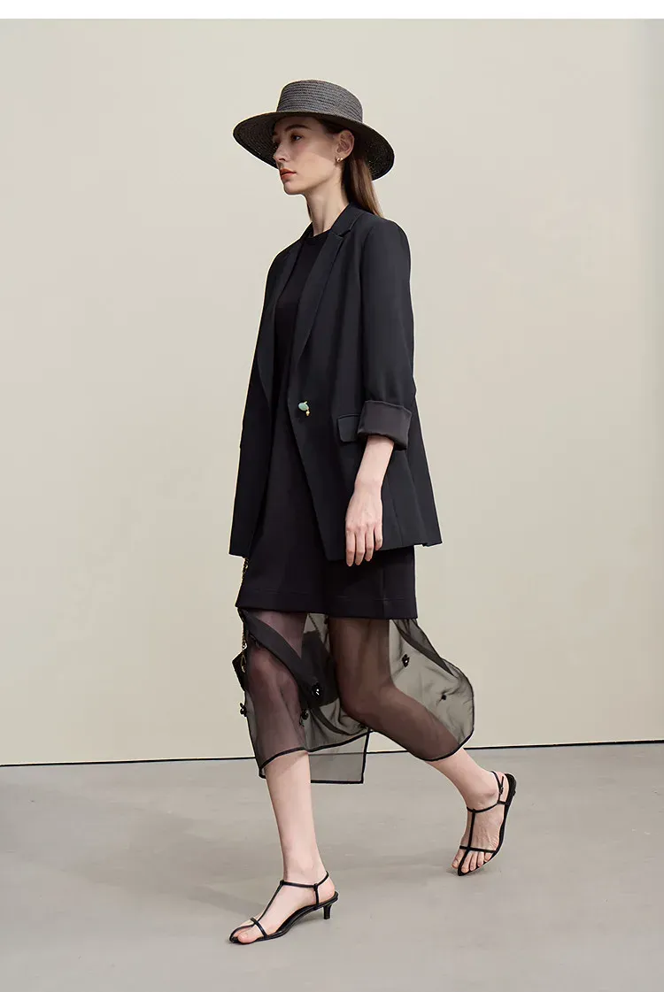 Blazer long AMII à coupe ample et épaules boutonnées