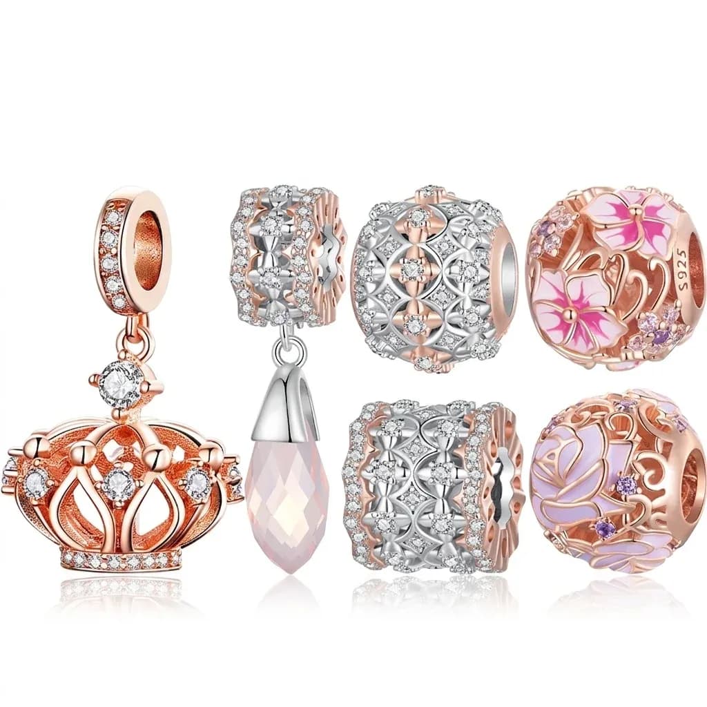 Breloque feuille d’automne WOSTU argent rose