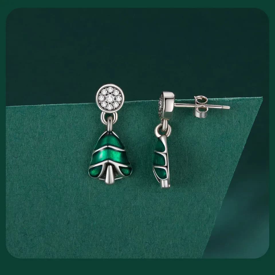 Boucles d’oreilles sapin de Noël en argent 925 WOSTU