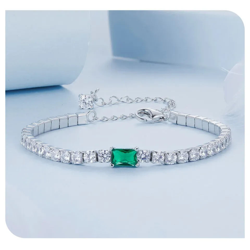 Bracelet émeraude en argent 925 WOSTU