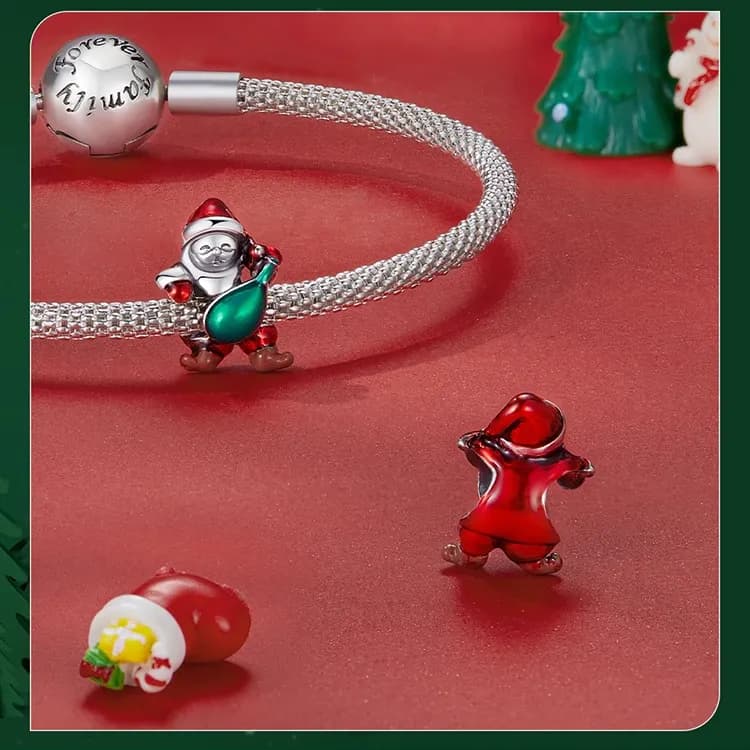 Breloque de Noël WOSTU en argent 925 pour bracelet