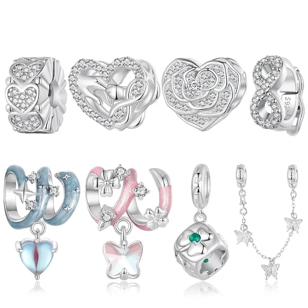 Breloque fleur-papillon en argent 925 WOSTU