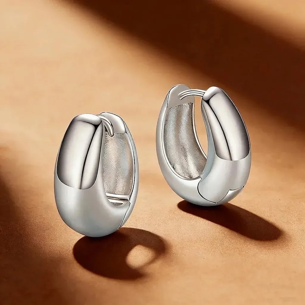 Créoles ovales argentées WOSTU pour femme