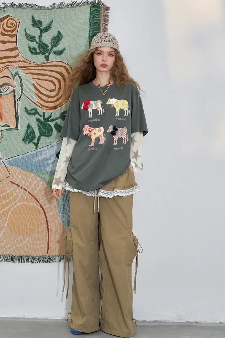 T-shirt maille imprimée ELFSACK à manches courtes