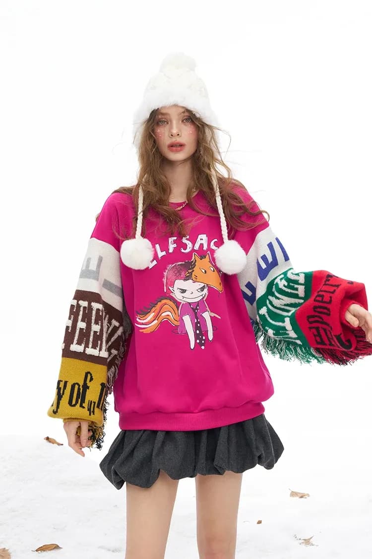 Sweat patchwork ample RK à manches lanternes