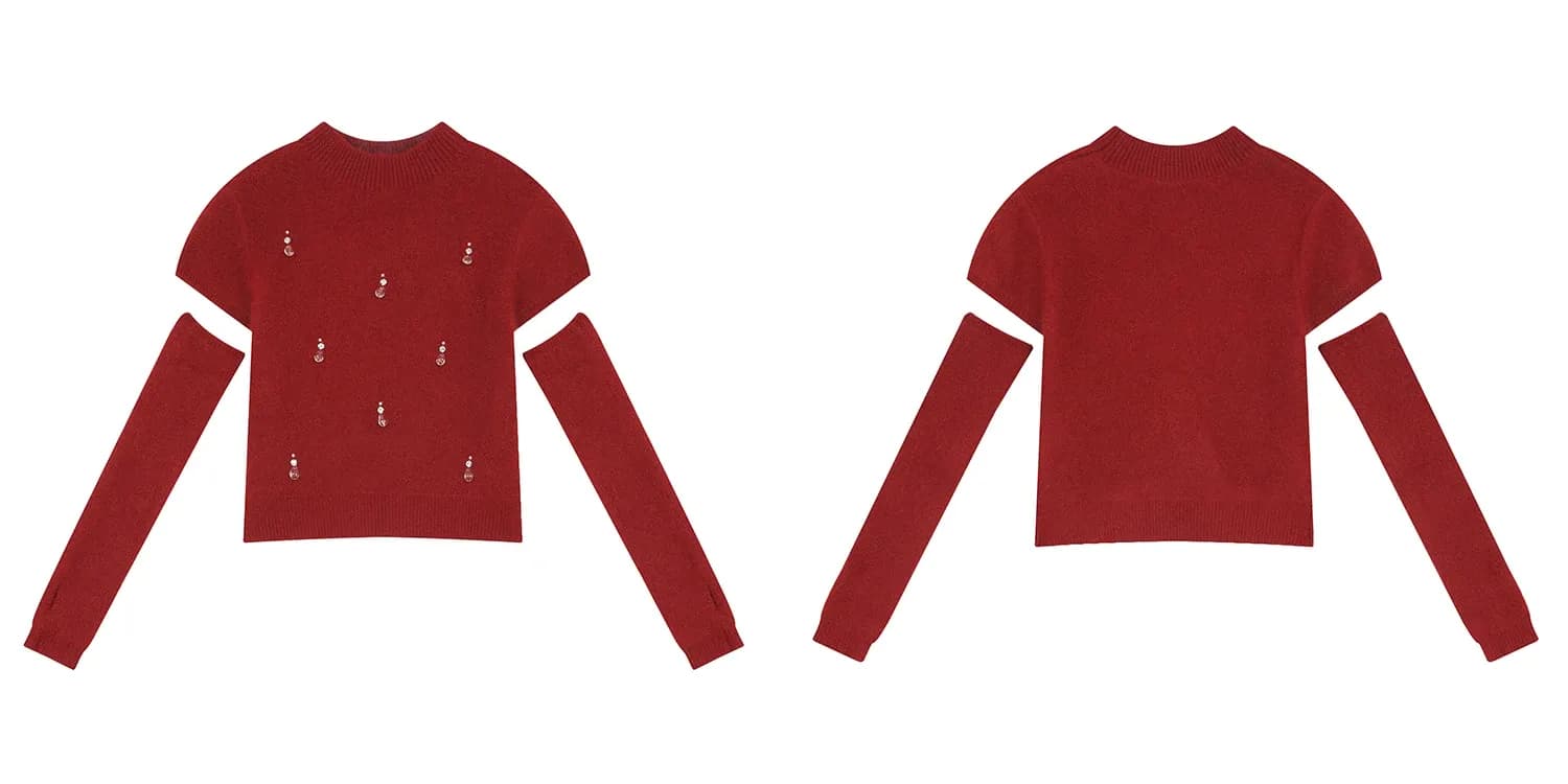 Pull de Noël Y2K ELFSACK en maille décorée de strass