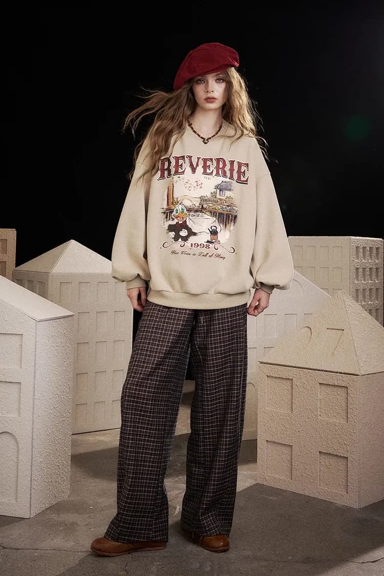 Sweat à capuche graphique ELFSACK en maille épaisse, coupe loose