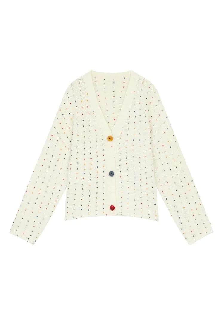 Cardigan court ELFSACK à pois colorés et col V