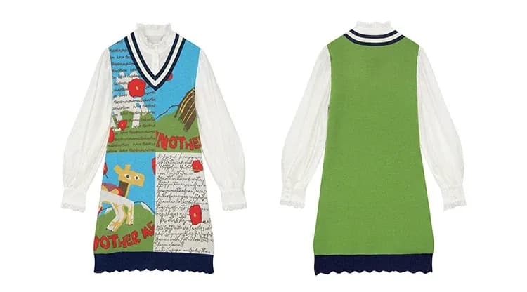 Robe trompe-l’œil ELFSACK à col volanté et maille