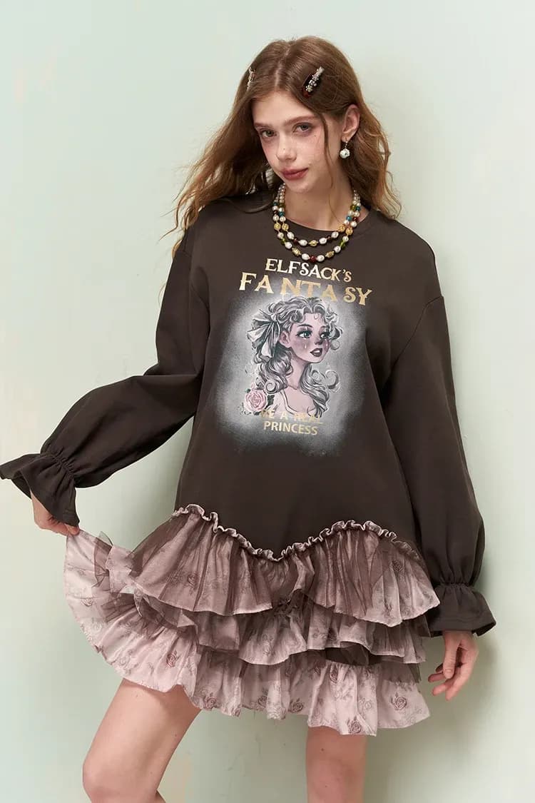 Robe t-shirt ELFSACK à jupe volantée, esprit princesse street chic