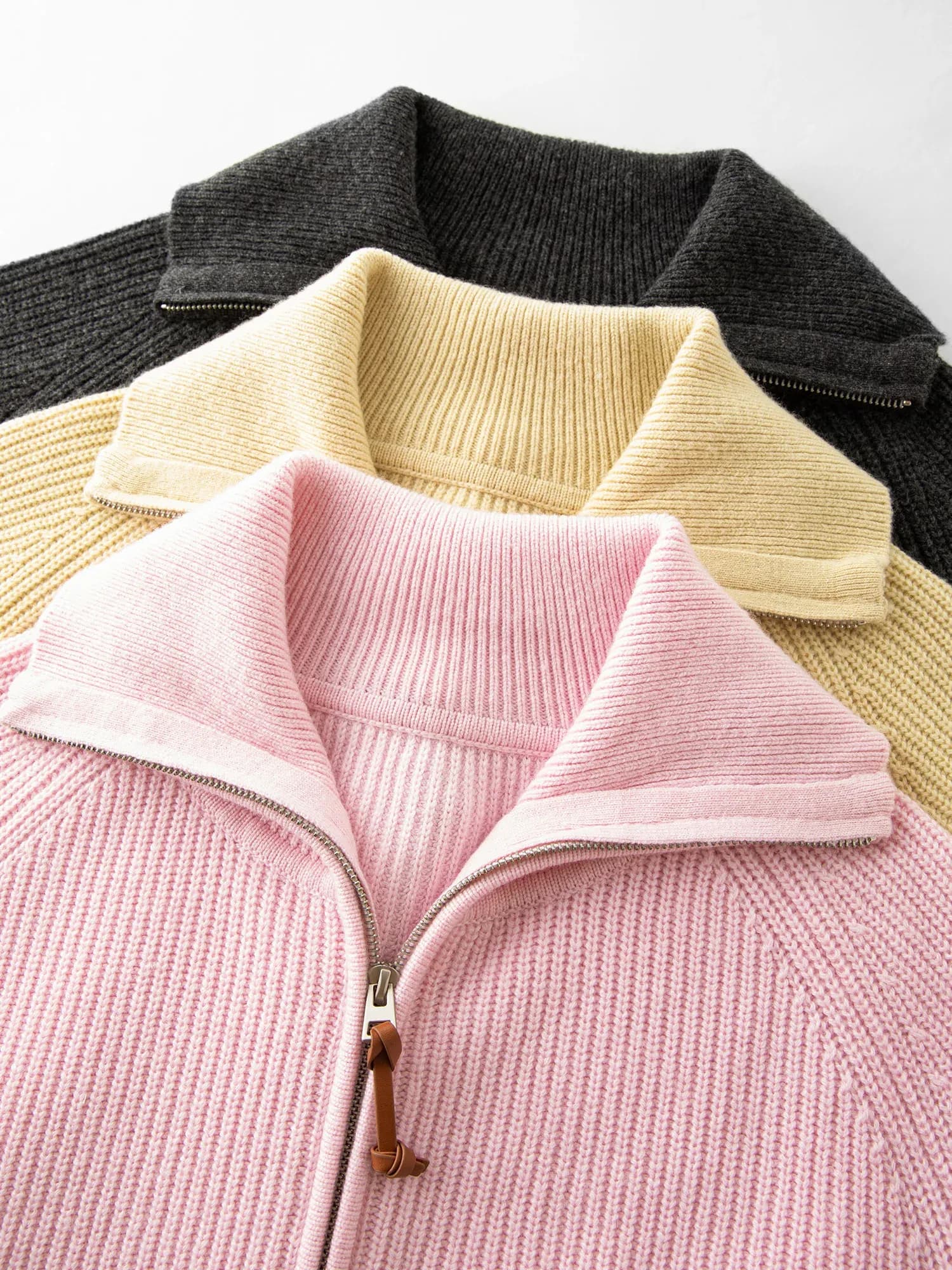 Cardigan zippé en laine mélangée à coupe ample