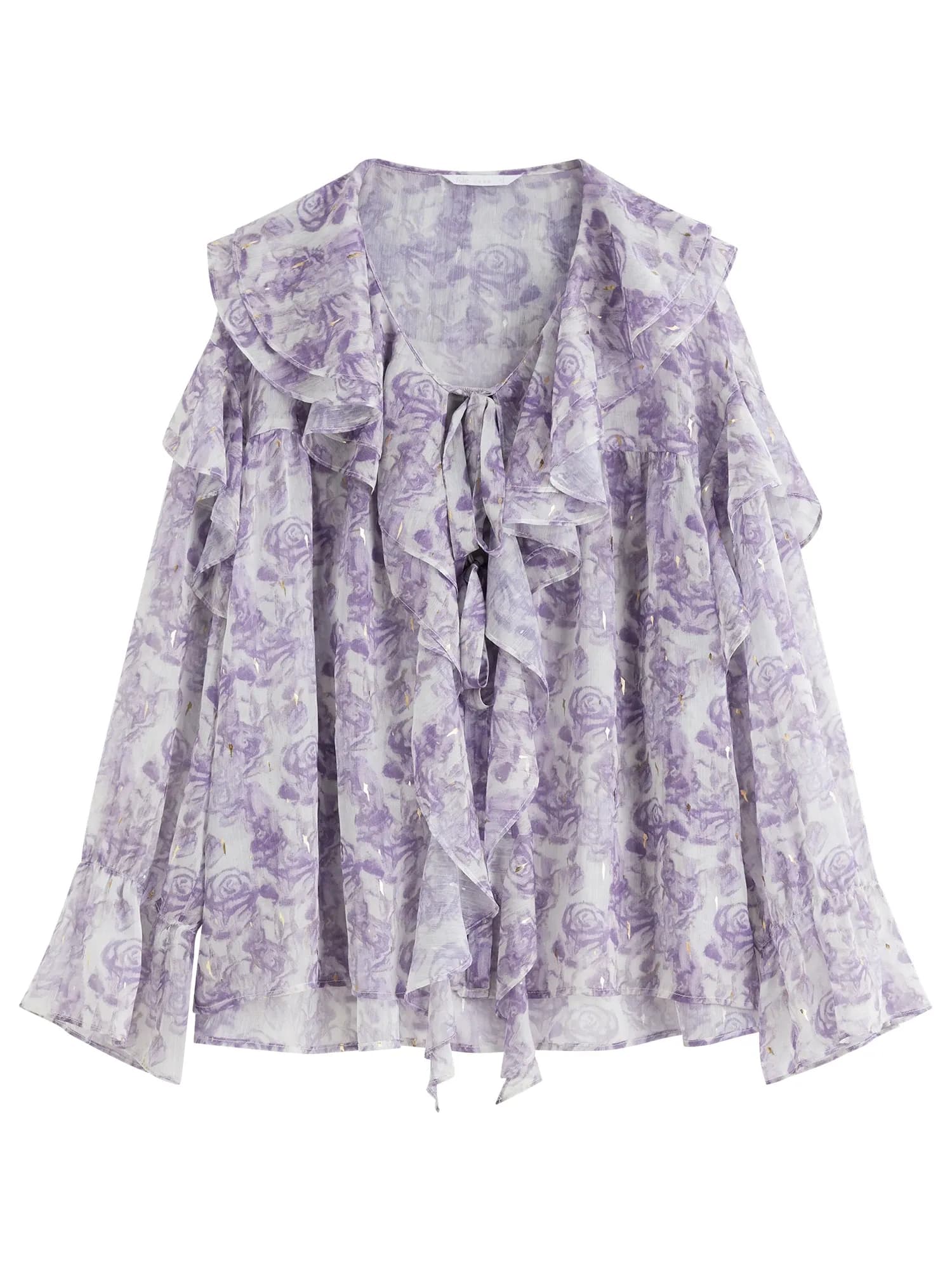 Chemise rose à volants pour femme, coupe ample