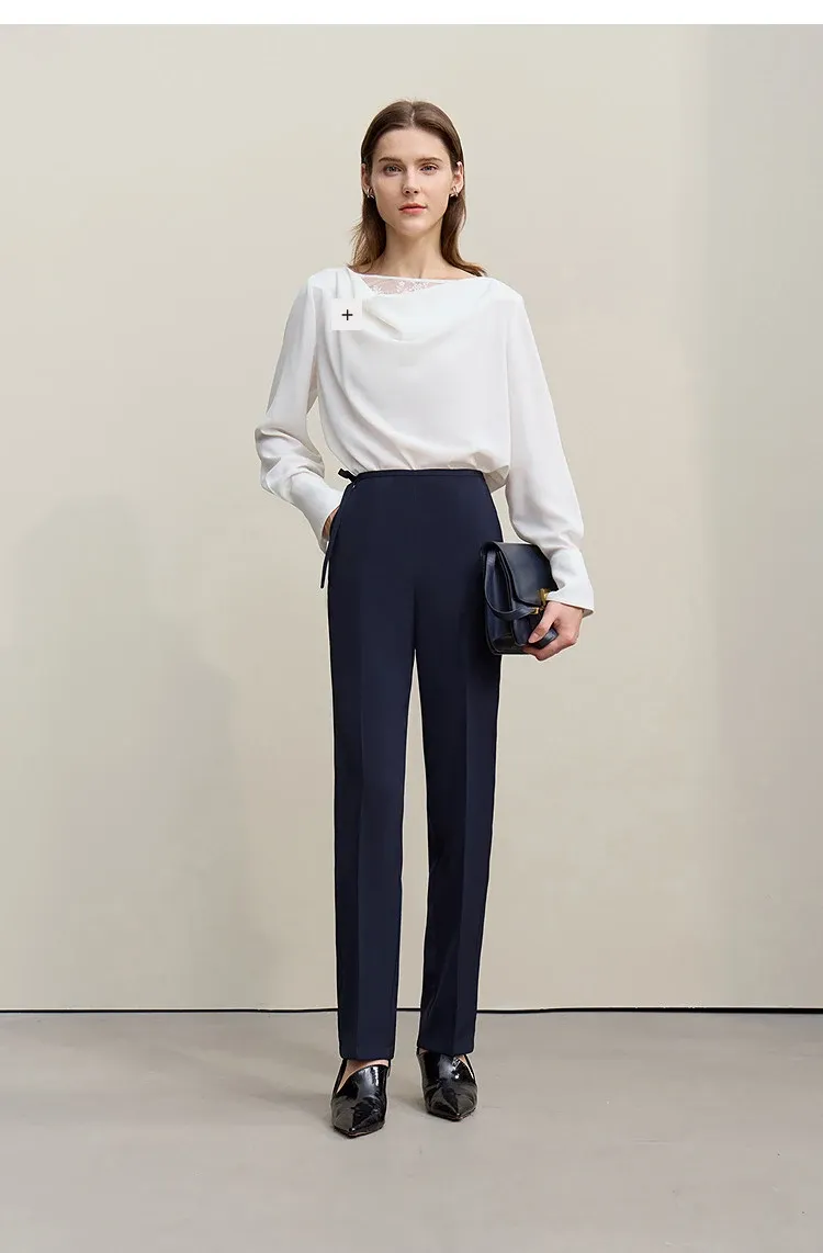 Pantalon fuselé AMII à cheville, ceinture froncée