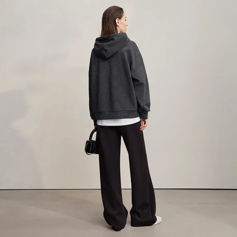 Sweat à capuche AMII ample en coton tricoté pour femme