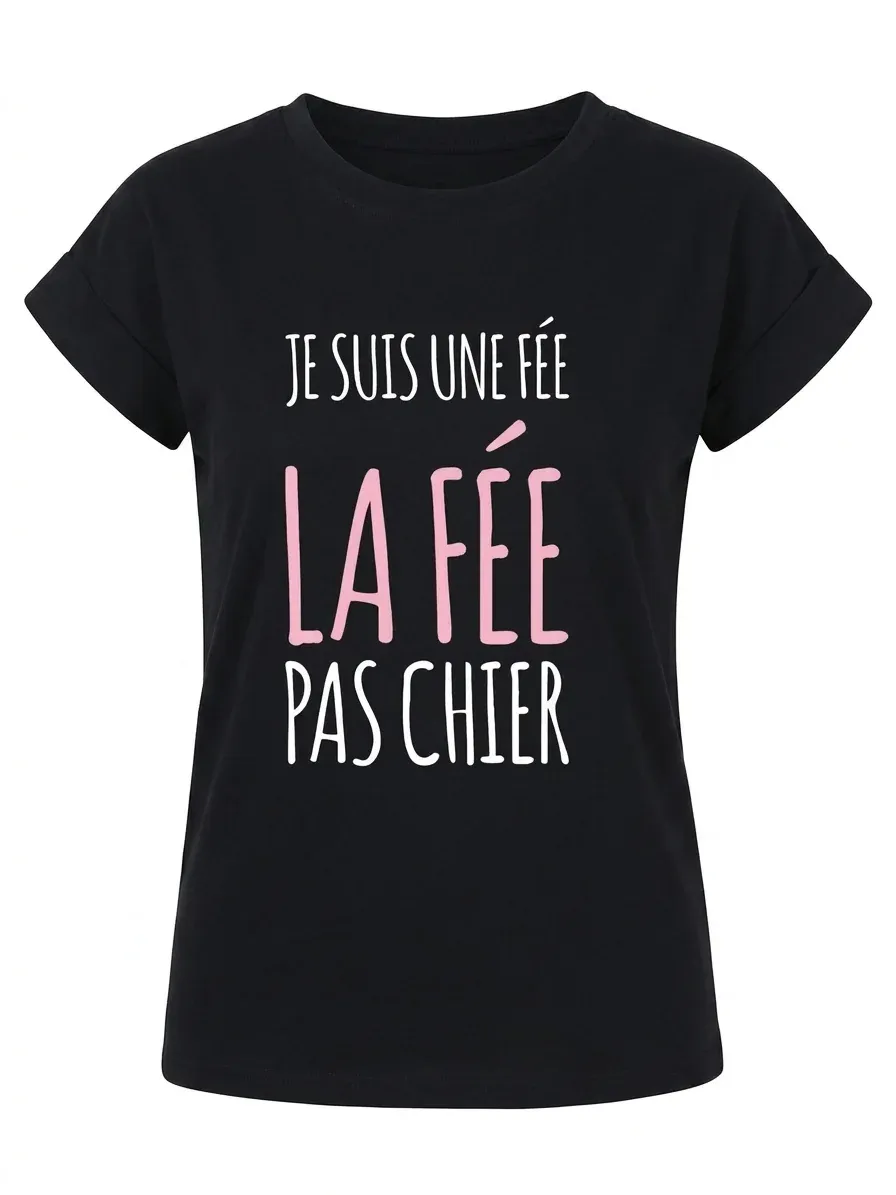 T-shirt femme noir "Je suis une fée"