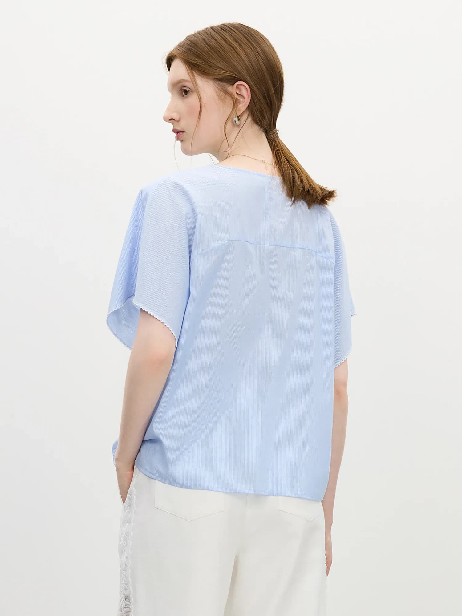 Blouse d’été en coton texturé à manches cloche FANSILANEN