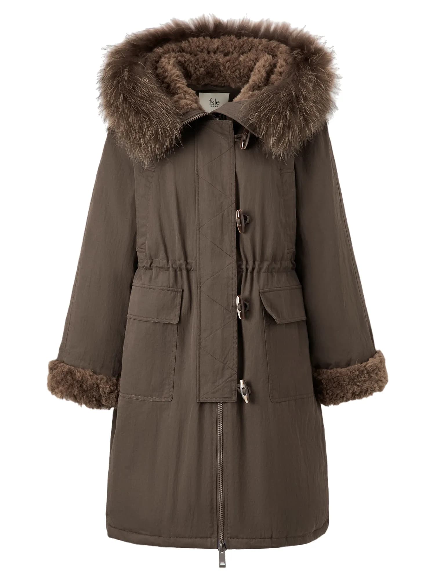 Parka longue doublée en duvet avec capuche amovible RK