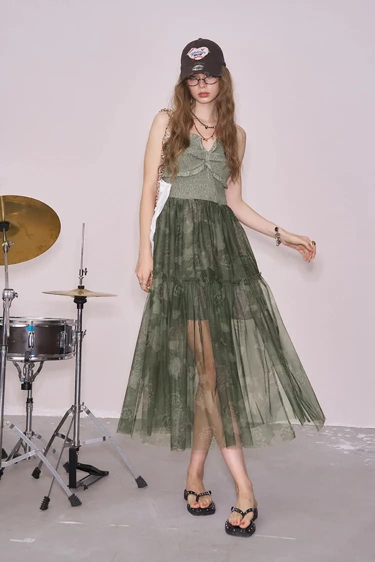 Robe longue camouflage en maille à licou ELFSACK