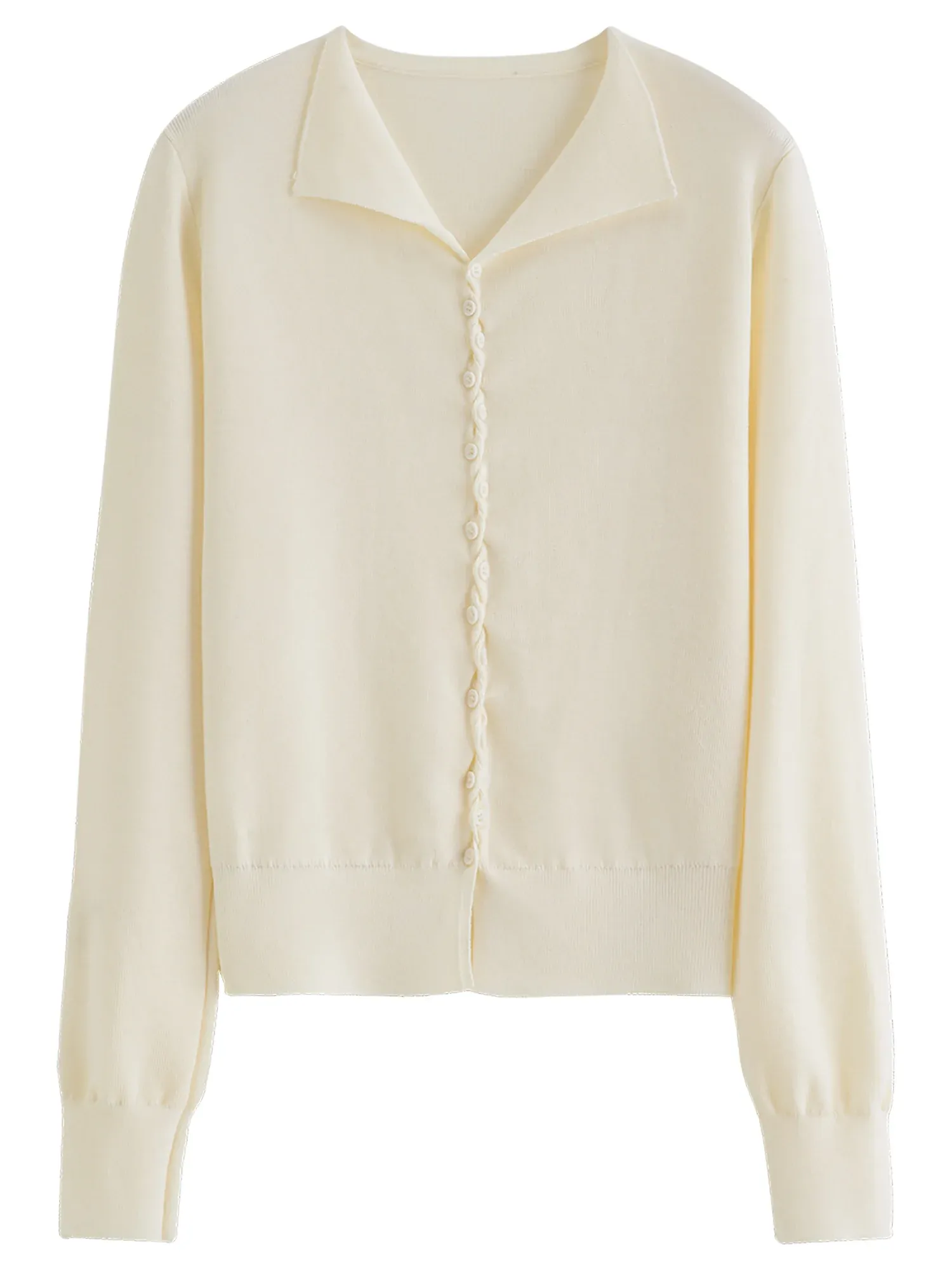 Pull boutonné à col montant en maille torsadée pour femme