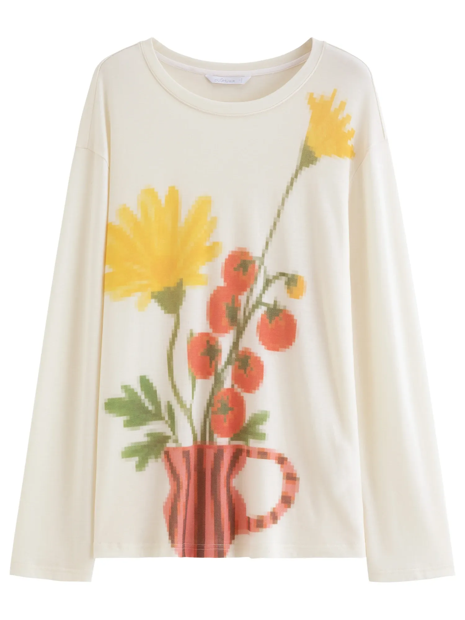 Haut en maille fleurie rétro DUSHU pour femme