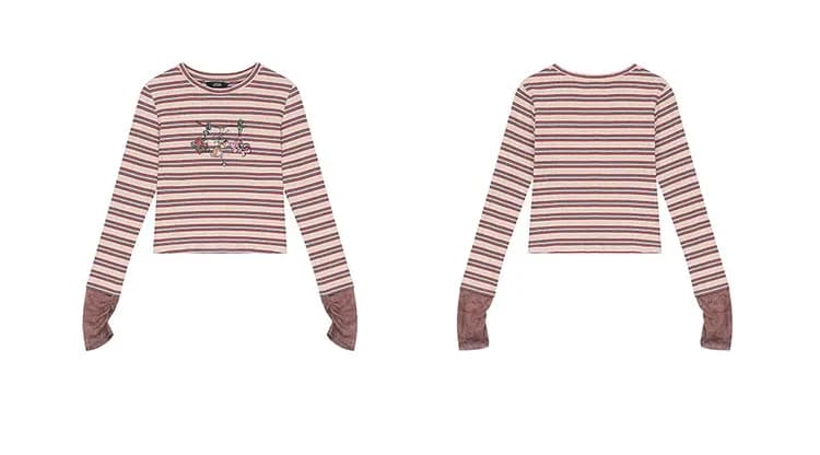 T-shirt rayé contrasté ELFSACK à manches longues