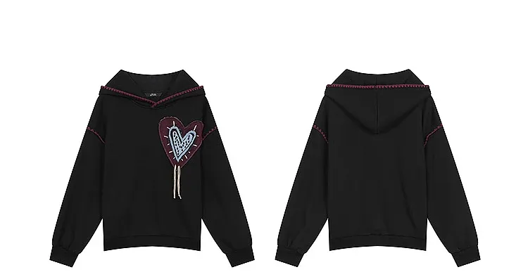 Sweat à capuche en peluche jacquard cœur blanc ELFSACK