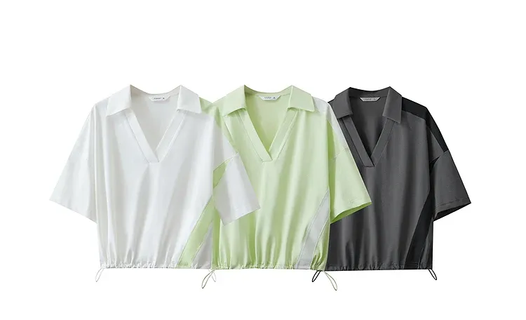 T-shirt AMII en coton à col V et coupe ample