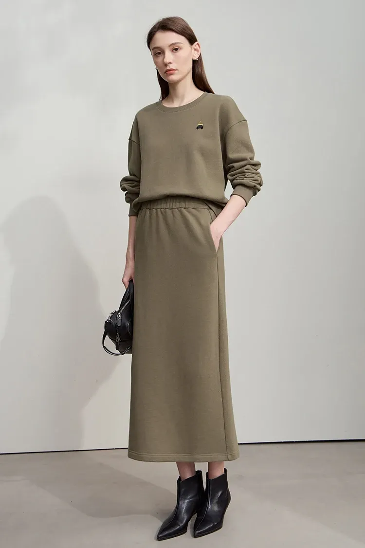 Ensemble deux pièces AMII brodé ours pour femme, automne