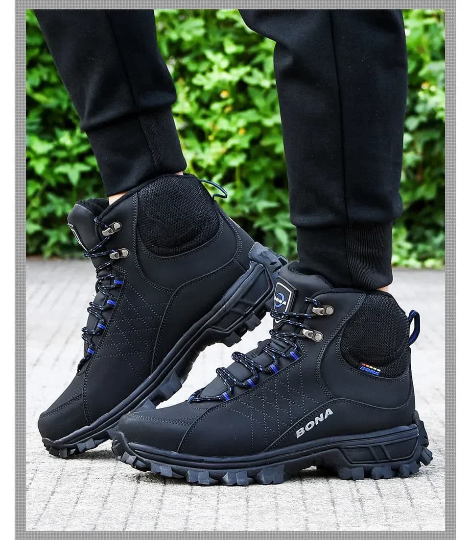 BONA bottes de randonnée montantes doublées peluche pour homme