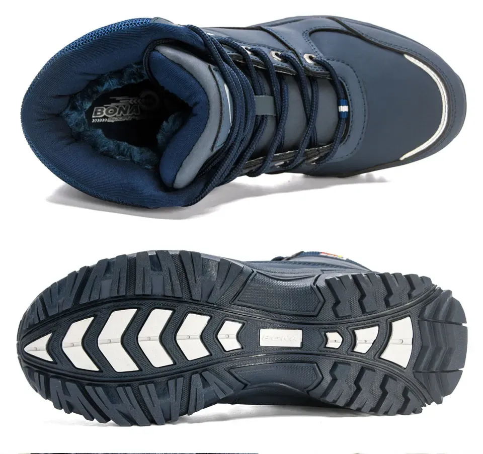 BONA bottes d’hiver montantes en cuir doublées peluche pour femme