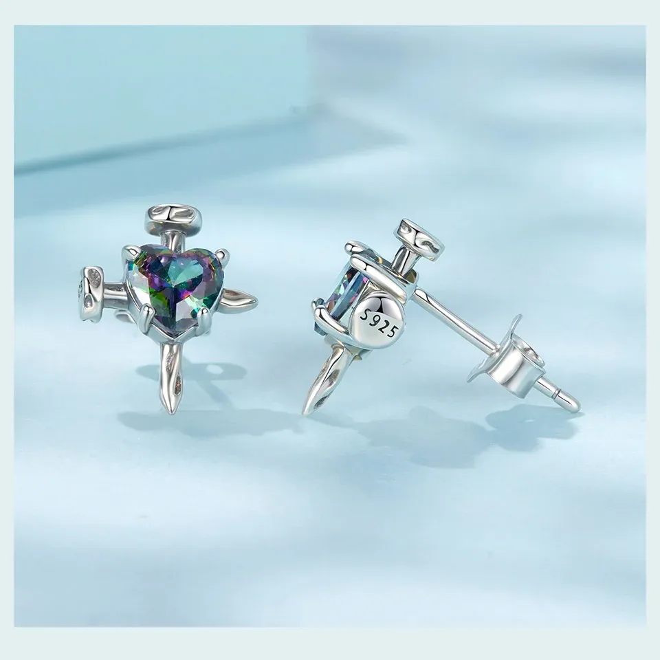 Boucles d’oreilles croix vintage en argent 925 Bamoer