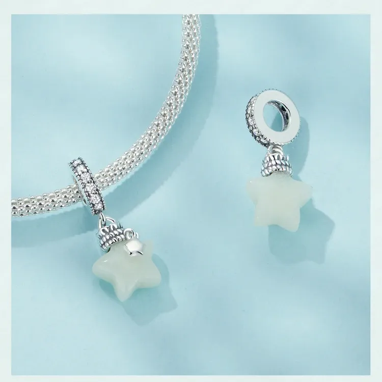 Pendentif lune lumineuse en argent 925 WOSTU pour bracelet