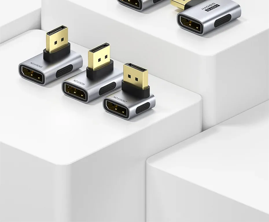 Adaptateur DisplayPort 90° Hagibis DP1.4 mâle-femelle