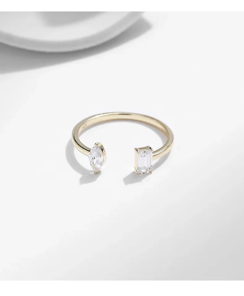 Bague géométrique ouverte en argent 925 et zircone MODIAN