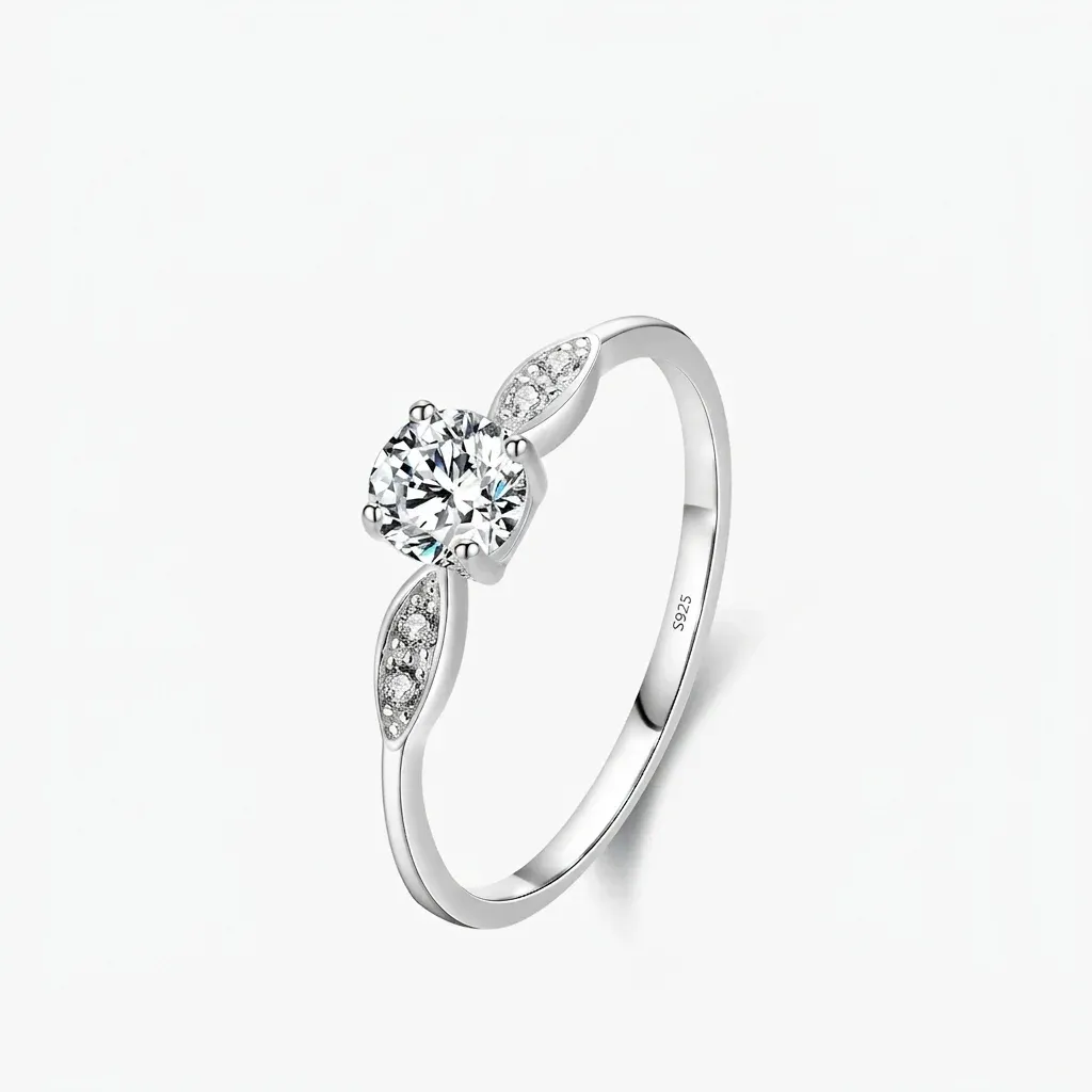 Bague argent 925 avec zircone ronde