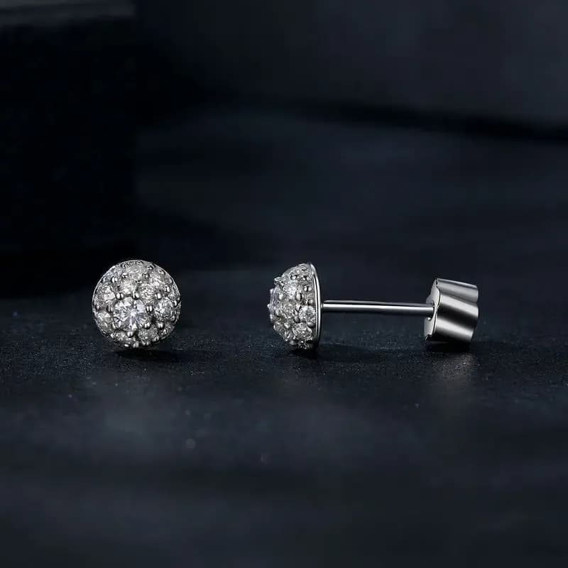 Boucles d’oreilles demi-boule en moissanite 925 certifiées