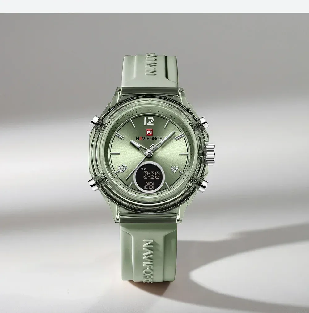 Montre NAVIFORCE NF7109 double affichage pour femme, quartz sport lumineuse