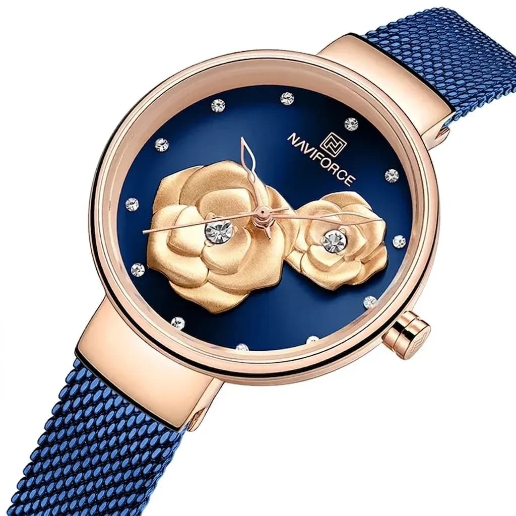 Montre femme NAVIFORCE NF5013 en maille acier, quartz étanche